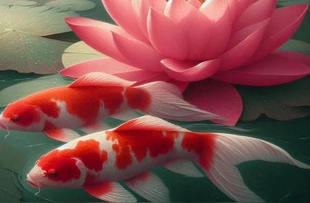荷花锦鲤：美轮美奂的图片分享